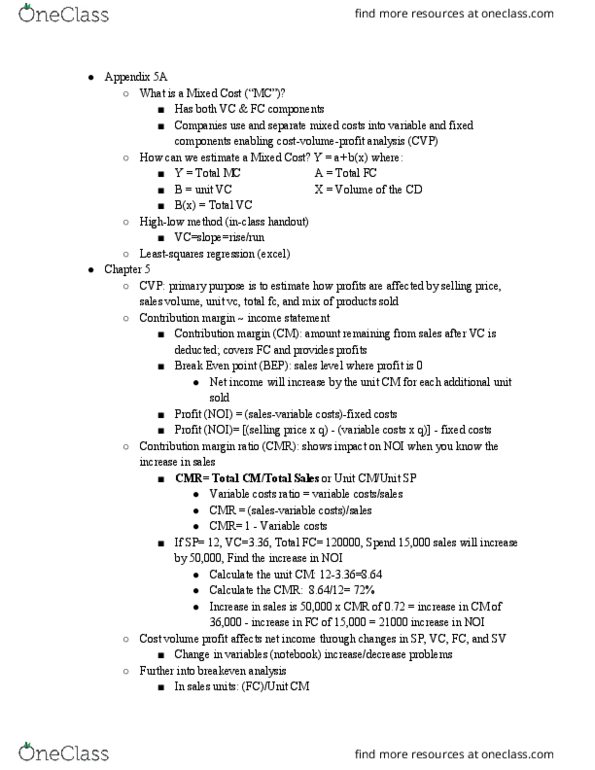 ACCT208 Lecture Notes - Lecture 3: Contribution Margin, Net Income, B Unit thumbnail