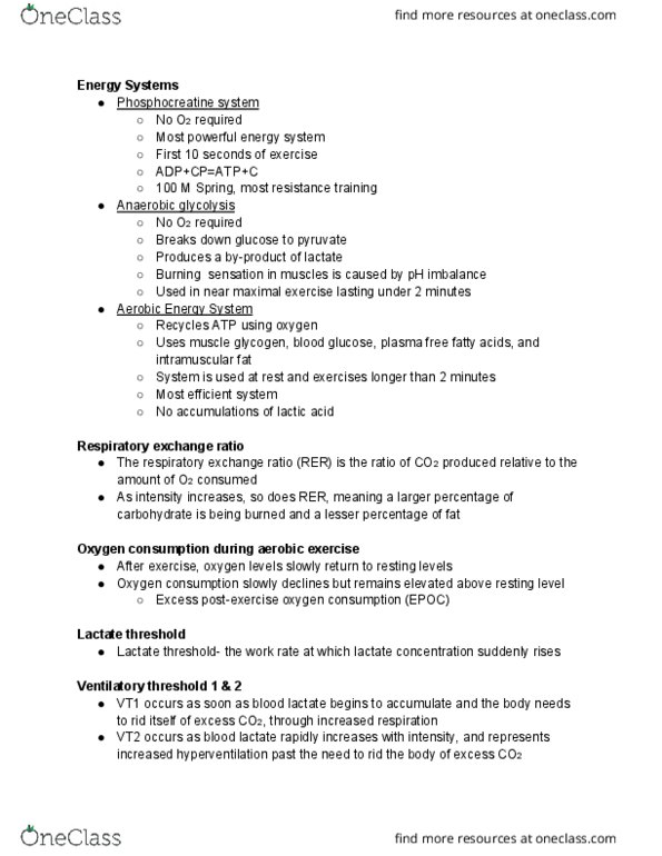 HSC 232 Lecture Notes - Lecture 11: Lactate Threshold, Intramuscular Fat, Lactic Acid thumbnail