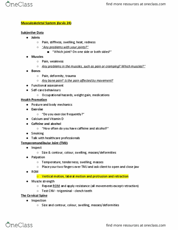 NSE 13A/B Lecture Notes - Lecture 1: Bone Pain, Palpation, Caffeine thumbnail