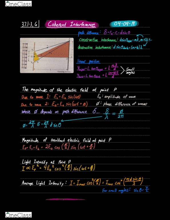 PHYSICS 1251 Lecture Notes - Lecture 40: Eosin cover image