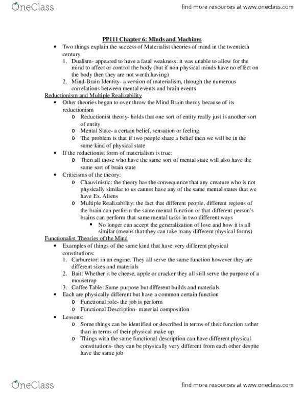 PP111 Chapter Notes - Chapter 6: Reductionism thumbnail