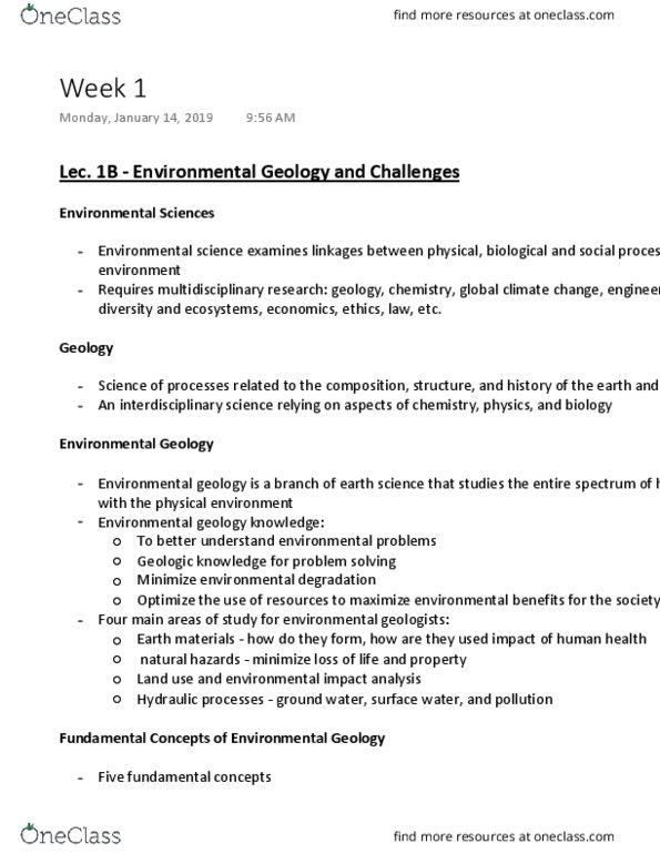 MATH 112 Lecture Notes - Environmental Geology, Environmental Science, Earth Science thumbnail