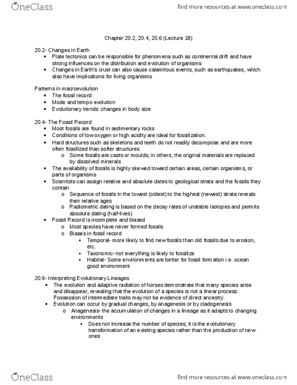 Biology 1001A Lecture Notes - Lecture 18: Radiometric Dating, Continental Drift, Plate Tectonics thumbnail