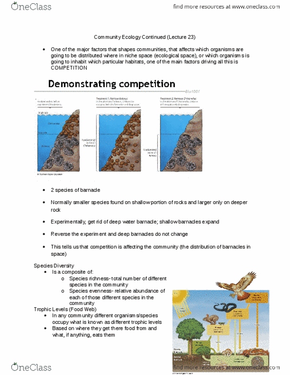 Biology 1001A Lecture Notes - Keystone Species, Species Richness, Species Evenness thumbnail