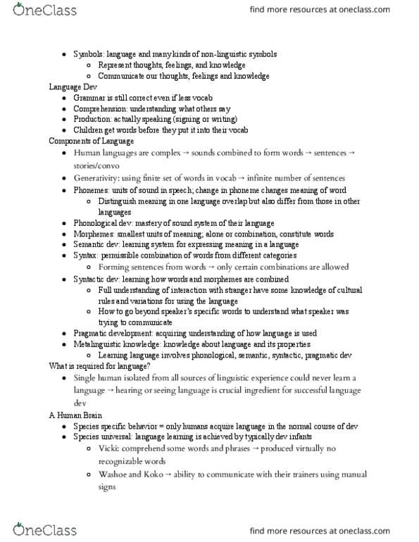 PSYC 101 Chapter Notes - Chapter 6: Universal Grammar, Phoneme, Habituation thumbnail