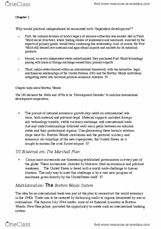 SOSC 3241 Lecture Notes - Lecture 3: Bretton Woods, New Hampshire, Bretton Woods System, Marshall Plan thumbnail