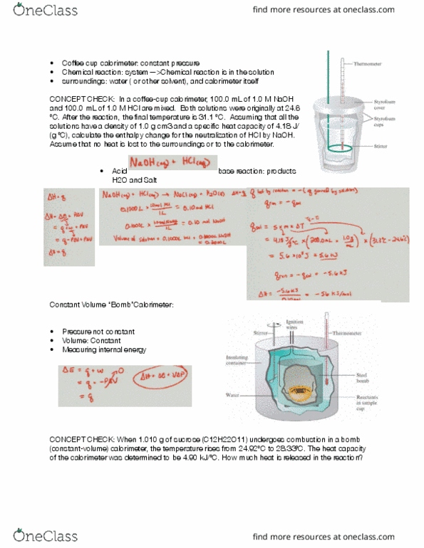 CHEM 130 Lecture Notes - Lecture 26: Coffee Cup, Sodium Hydroxide, Chemical Reaction thumbnail