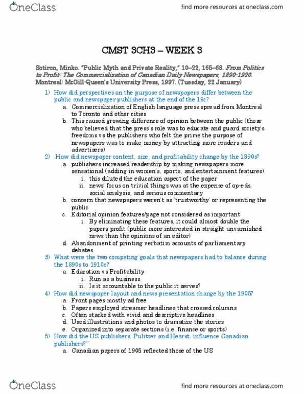 CMST 3HC3 Lecture Notes - Lecture 3: List Of Newspapers In Canada, Dramatization thumbnail
