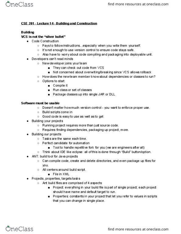 CSE 201 Lecture Notes - Lecture 14: Version Control, Construction, Xml thumbnail