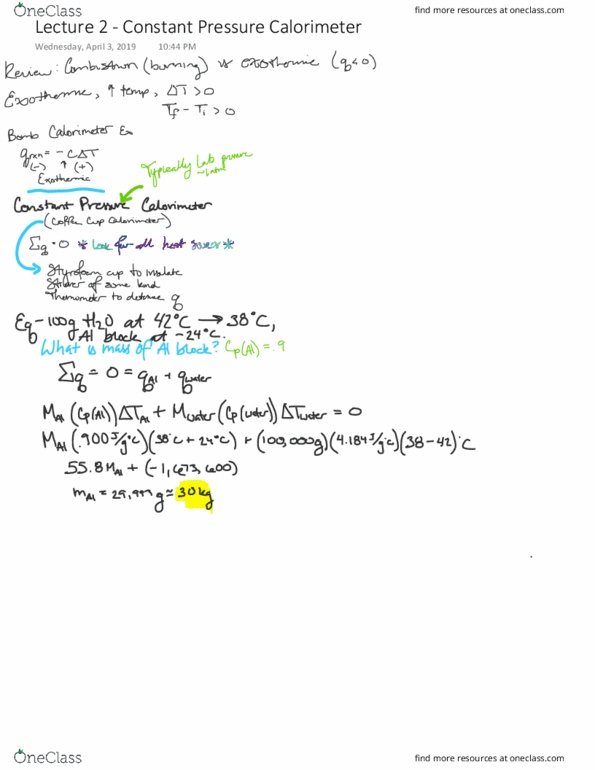 CHE 2B Lecture 2: Constant Pressure Calorimeter thumbnail