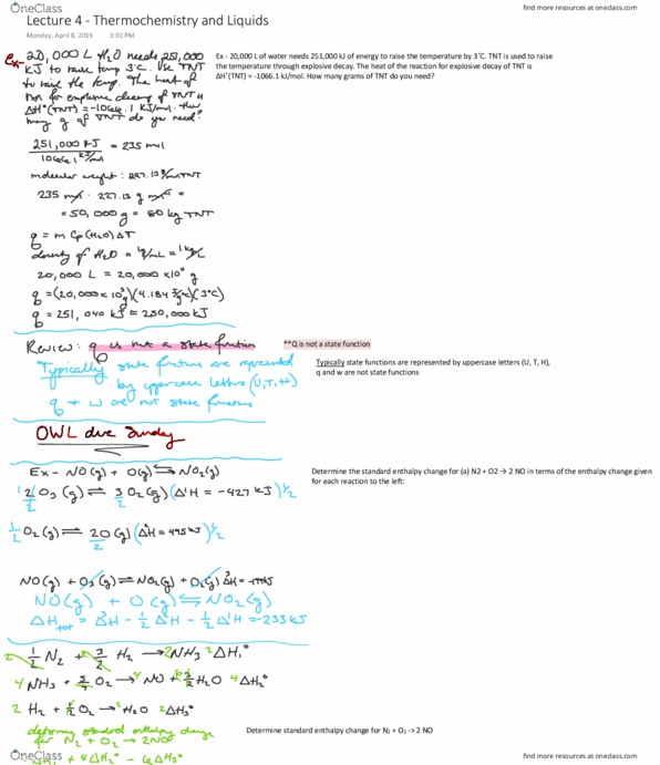 CHE 2B Lecture Notes - Lecture 4: Enthalpy, Joule, Viscosity thumbnail