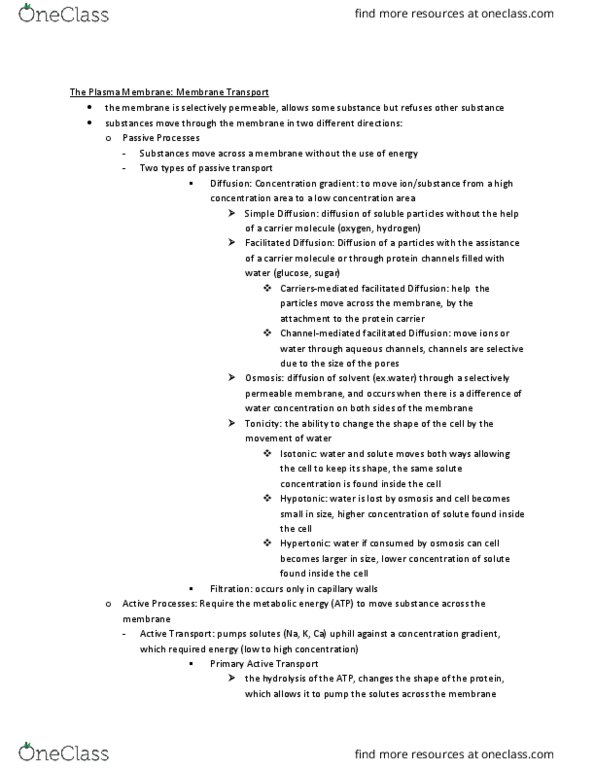 BLG 10A/B Lecture Notes - Lecture 2: Passive Transport, Osmosis, Tonicity thumbnail