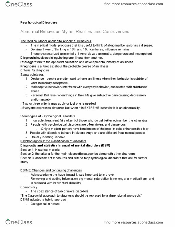 PSYC 1030H Chapter Notes - Chapter 15: Intellectual Disability, Dsm-5, Etiology thumbnail