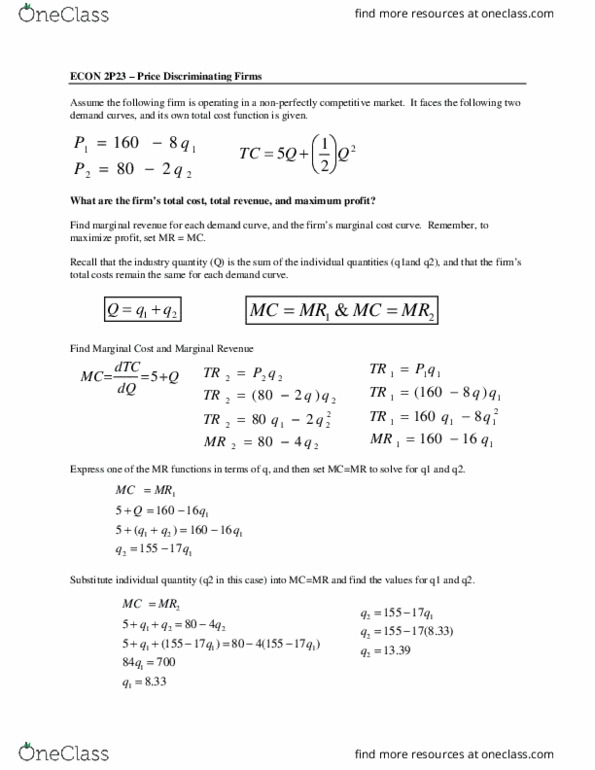 ECON 2P23 Chapter Notes - Chapter 3: Marginal Revenue, Demand Curve, Marginal Cost thumbnail