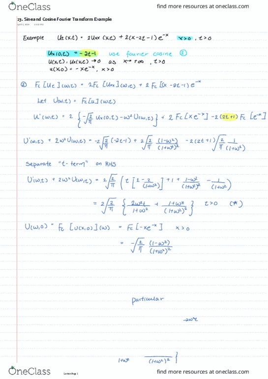 MATH300 Lecture 23: 23. Sine and Cosine Fourier Transform Example thumbnail