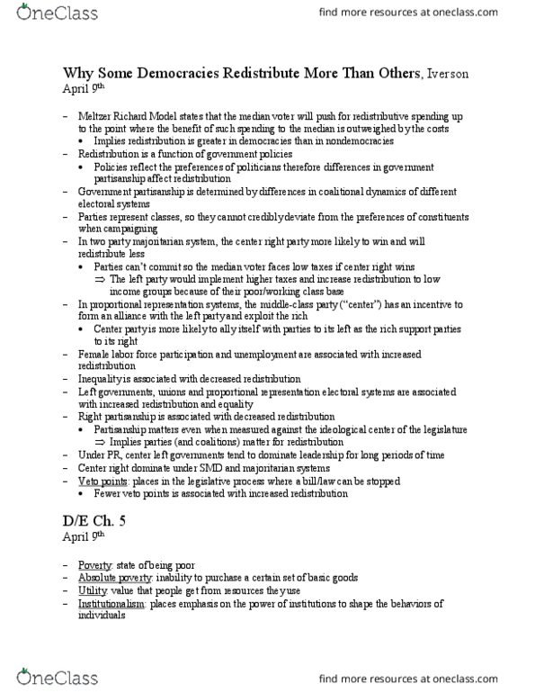 POLS 071 Chapter Notes - Chapter April 9th Readings: Social Capital, Wealth Inequality In The United States thumbnail