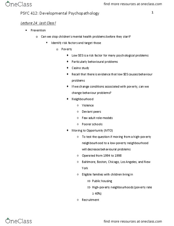 PSYC 412 Lecture Notes - Lecture 24: Semi-Structured Interview, Parent Management Training, Psychopathology thumbnail