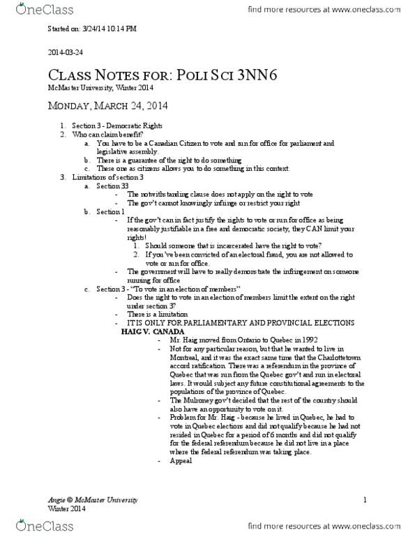 POLSCI 3NN6 Lecture Notes - Referendums In Australia, Electoral Fraud, Charlottetown Accord thumbnail