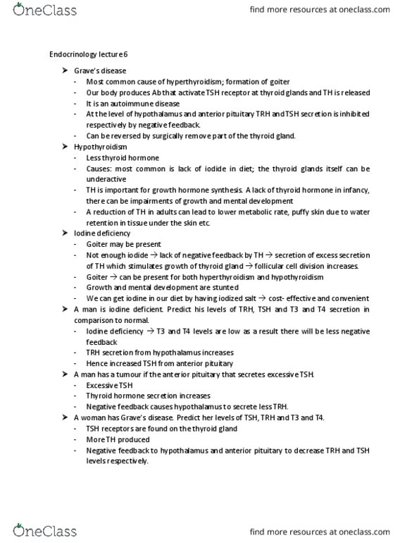 PHYSL210B Lecture Notes - Lecture 17: Thyrotropin Receptor, Iodine Deficiency, Thyroid thumbnail