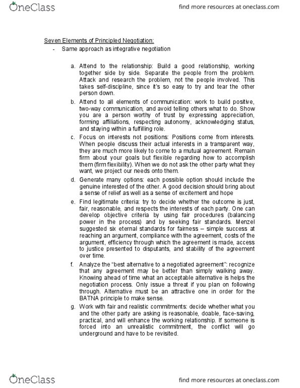 PSYC*4160 Lecture Notes - Lecture 4: Negotiation, Best Alternative To A Negotiated Agreement, Integrative Thinking thumbnail
