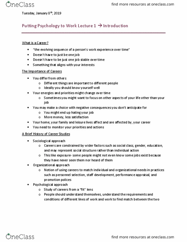 PSYC 3470 Lecture Notes - Lecture 1: Personnel Selection, Performance Appraisal thumbnail