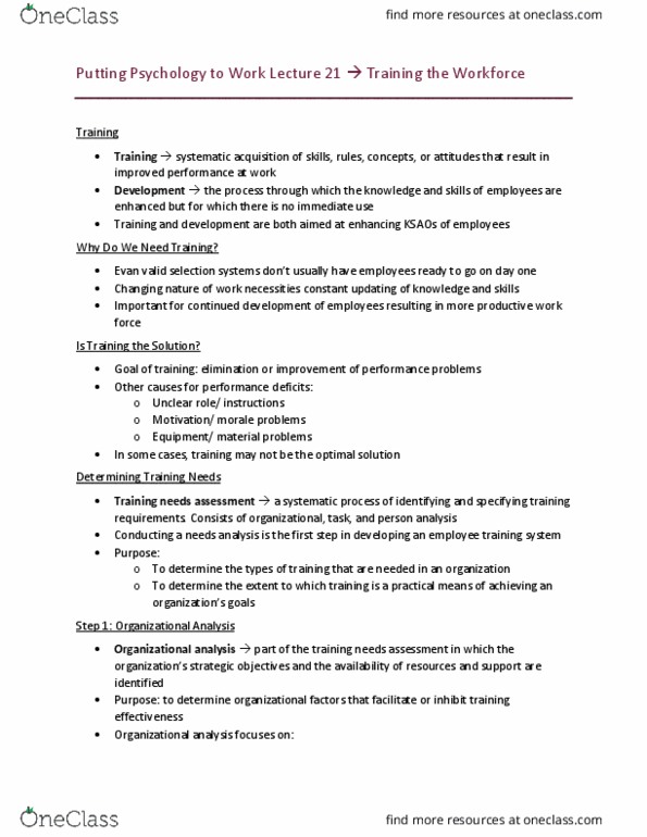 PSYC 3470 Lecture Notes - Lecture 21: Task Analysis, Face Validity, Procedural Knowledge thumbnail