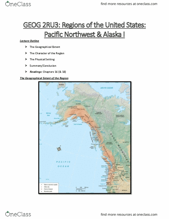 GEOG 2RU3 Lecture Notes - Lecture 25: Alaska Range, Ecotopia, Cascade Range thumbnail