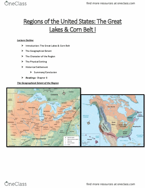 GEOG 2RU3 Lecture 12: GEOG 2RU3 - Lecture 12 - Regions of the United States - The Great Lakes & Corn Belt I thumbnail