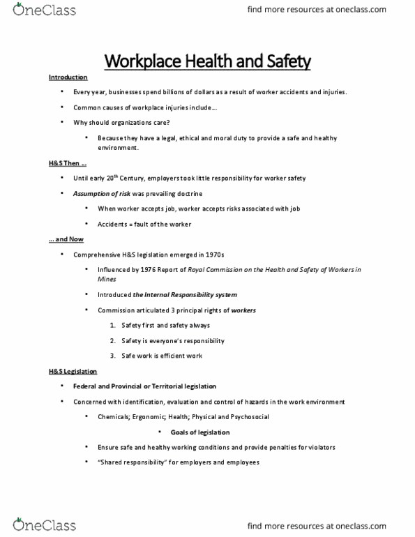 COMMERCE 2BC3 Lecture Notes - Lecture 9: Occupational Stress, Westray Mine, Workplace Violence thumbnail