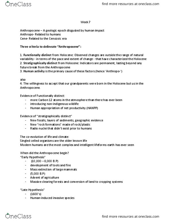 GEOG 1220 Lecture Notes - Lecture 7: Anthropocene, Carbon-12, Cenozoic thumbnail