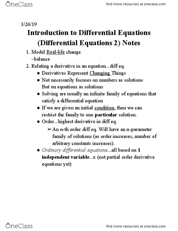 AMTH 106 Chapter Notes - Chapter 2: Ordinary Differential Equation, Partially Ordered Set thumbnail