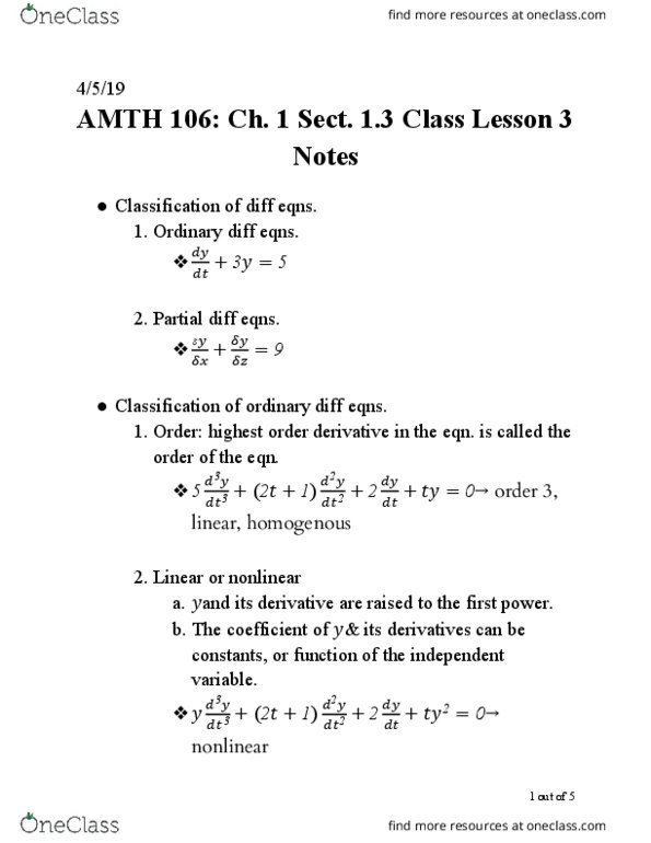 AMTH 106 Lecture Notes - Lecture 3: Implicit Function, Partial Fraction Decomposition thumbnail