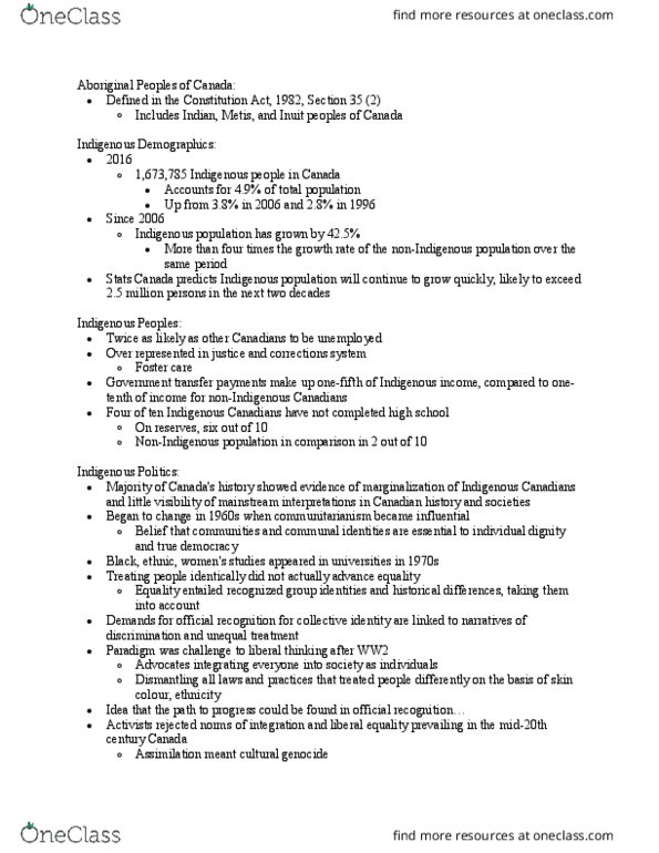 POL214Y1 Lecture Notes - Lecture 20: Constitution Act, 1982, Communitarianism, Foster Care thumbnail