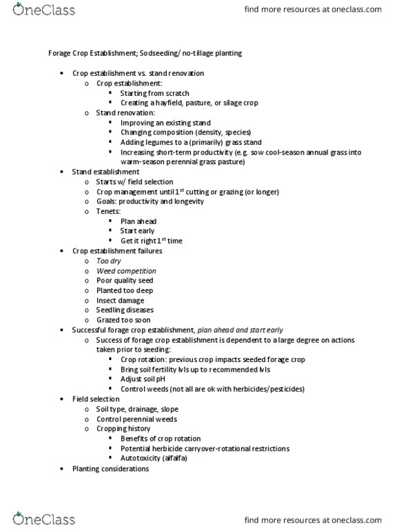 ANFS602 Lecture Notes - Lecture 10: Crop Rotation, Weed Control, Soil Fertility thumbnail