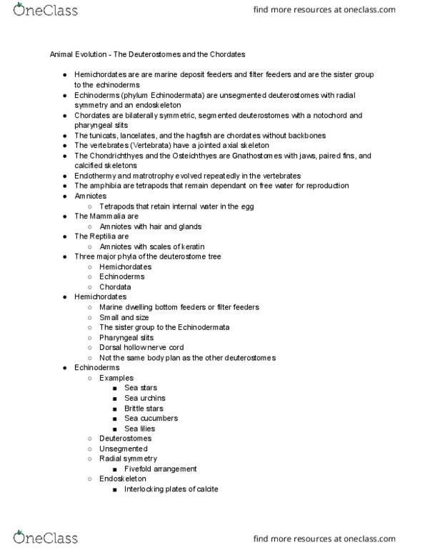 BIOL 1108 Lecture Notes - Lecture 37: Dorsal Nerve Cord, Axial Skeleton, Matrotrophy thumbnail