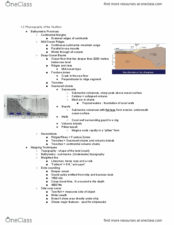 GEOL 107 Lecture Notes - Lecture 2: Coral Reef, Echo Sounding, Bathymetry thumbnail