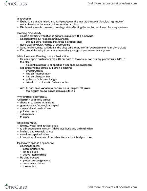 GEOG 280 Lecture Notes - Lecture 6: Primary Production, Extinction Vortex, Habitat Fragmentation thumbnail