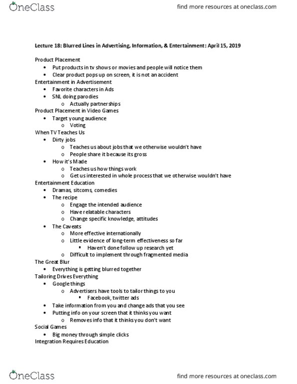 COMM 1000 Lecture Notes - Lecture 18: Media Literacy thumbnail