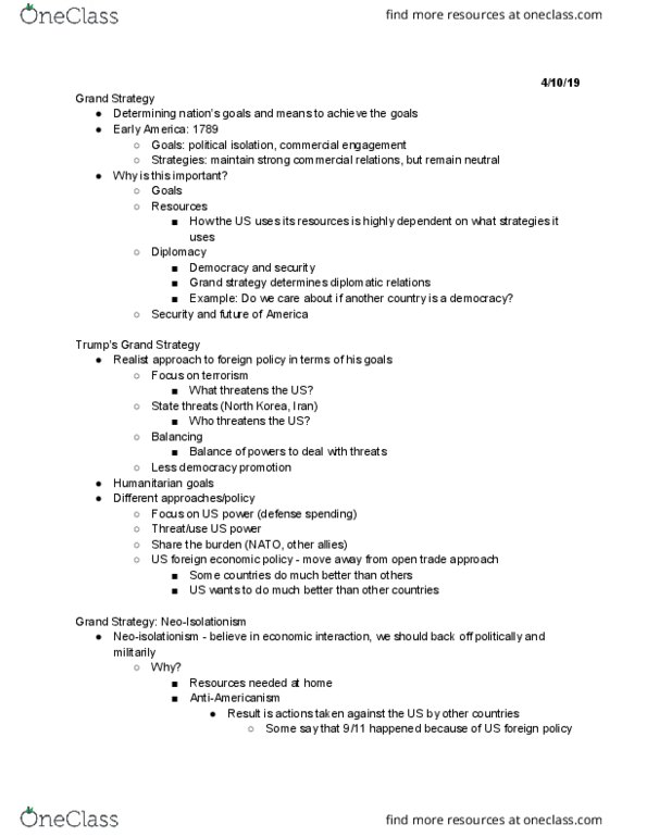 POLI 1501 Lecture Notes - Lecture 16: Democracy Promotion, Free Trade thumbnail