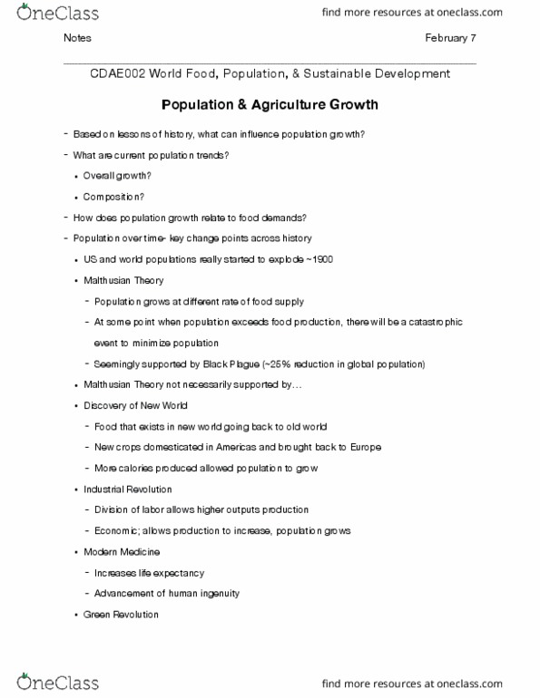 CDAE 002 Lecture Notes - Lecture 7: Malnutrition, Population Pyramid, High Fructose Corn Syrup thumbnail