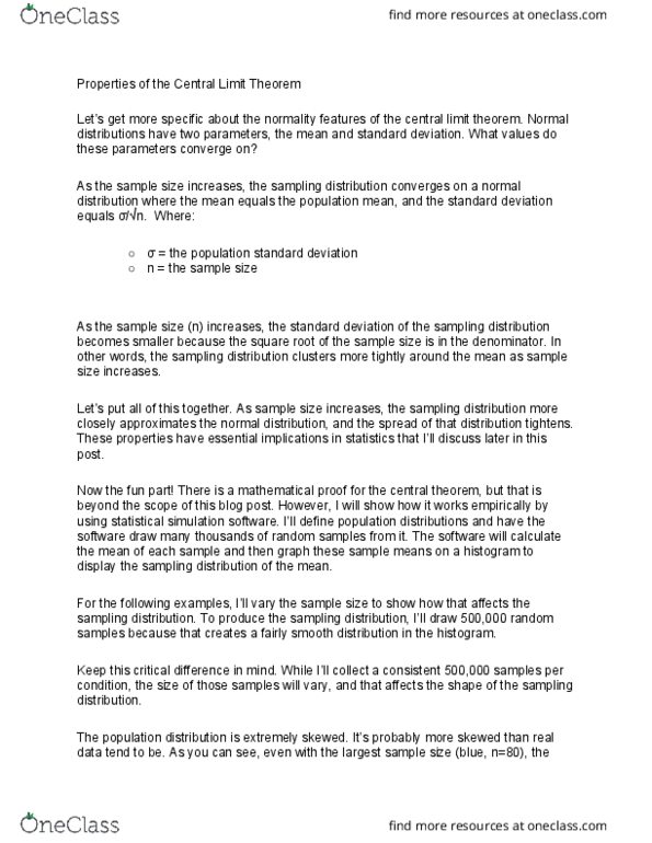 STT 212 Lecture Notes - Lecture 13: Central Limit Theorem, Sampling Distribution, Standard Deviation thumbnail