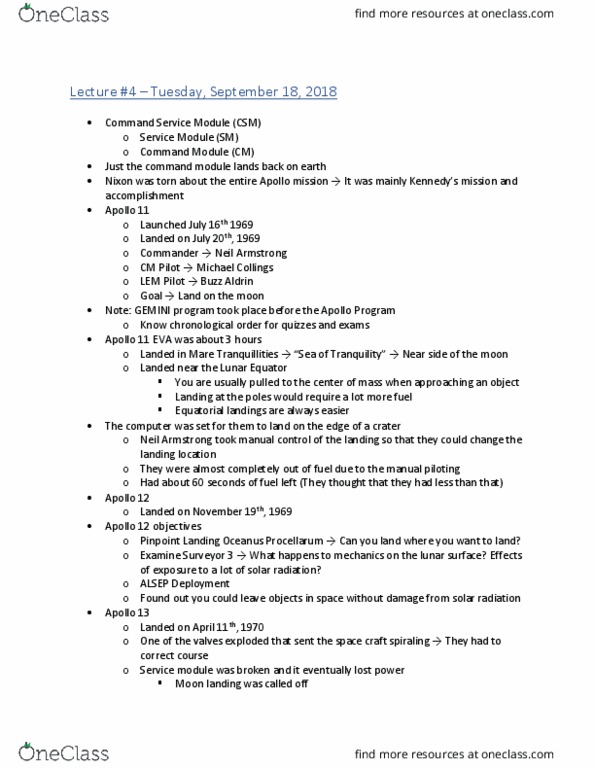 Geography 2090A/B Lecture Notes - Lecture 4: Oceanus Procellarum, Buzz Aldrin, Service Module thumbnail