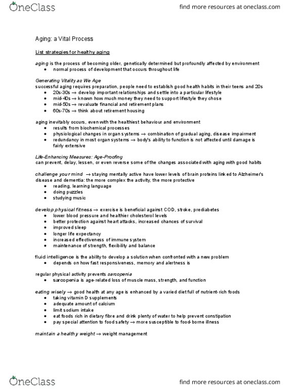 Health Sciences 1001A/B Chapter Notes - Chapter 17: Sarcopenia, Foodborne Illness, Dietary Fiber thumbnail