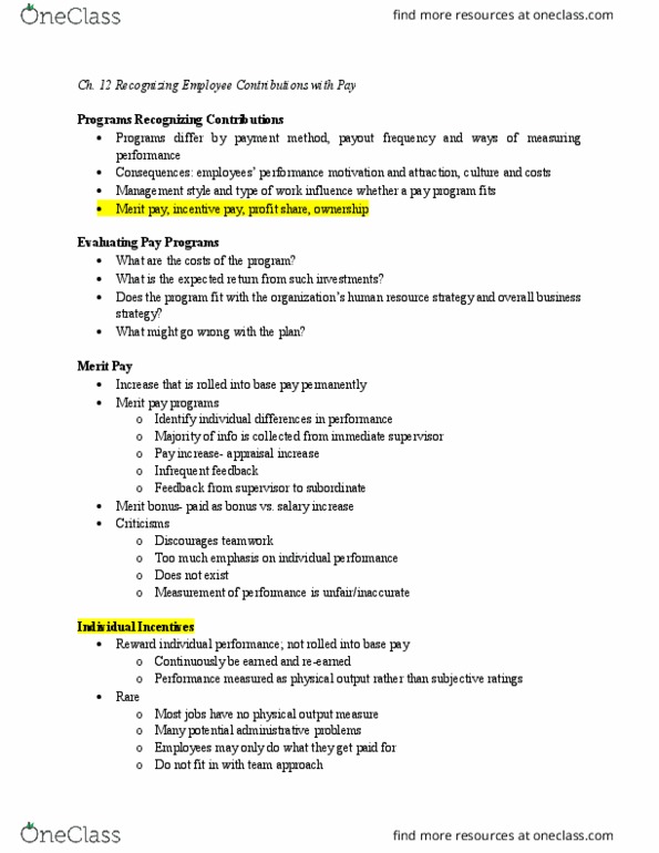 MGI 301LEC Lecture Notes - Lecture 8: Merit Pay thumbnail