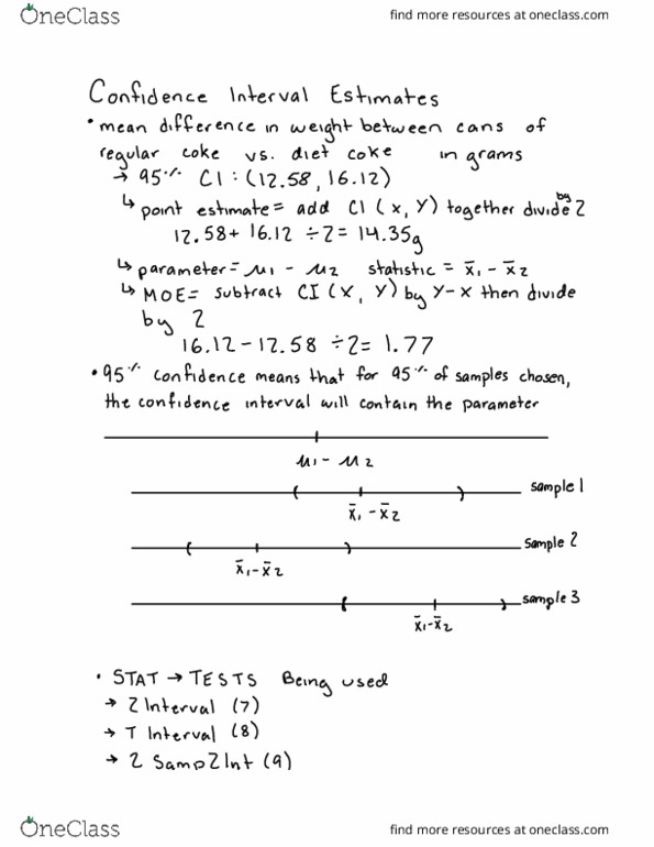 STATISTC 111 Lecture Notes - Lecture 22: Confidence Interval, Point Estimation thumbnail