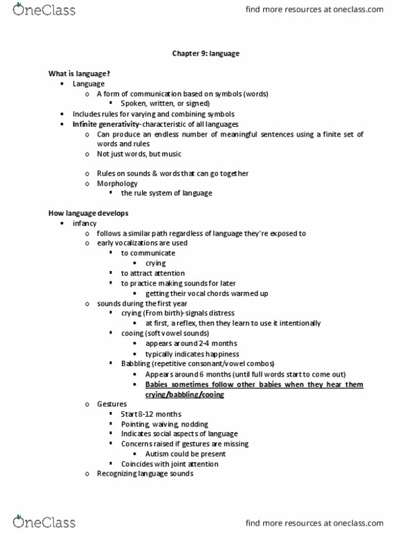 PSYC 20651 Lecture Notes - Lecture 9: Joint Attention, 6 Years, Baby Talk thumbnail