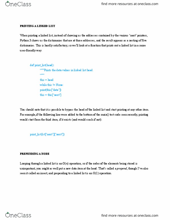 CISC 121 Lecture Notes - Lecture 39: Linked List, Complex Instruction Set Computing, User Friendly thumbnail