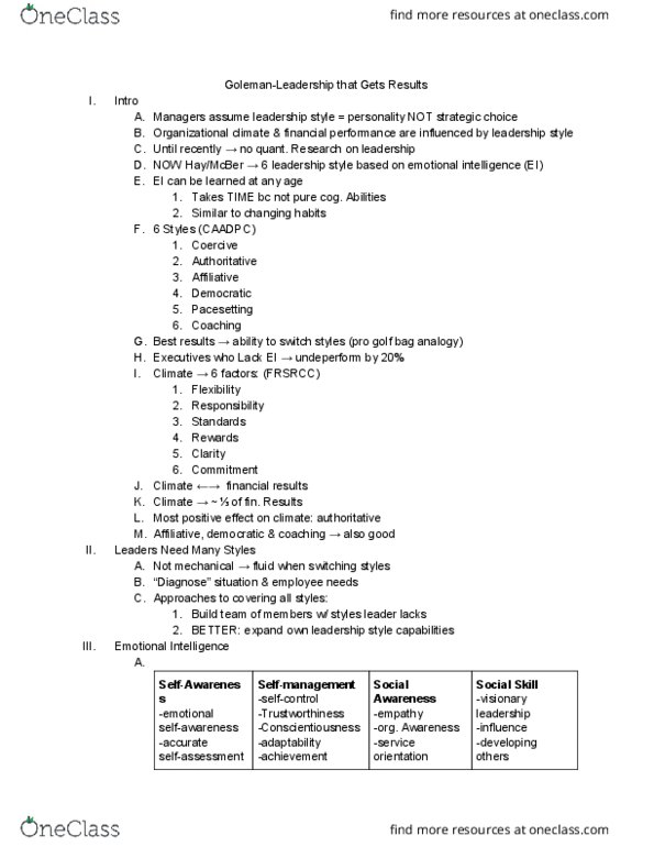 UGBA 10 Chapter Notes - Chapter article: Organisation Climate, Conscientiousness, Reward System thumbnail