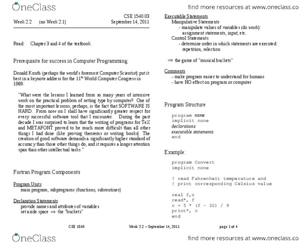 EECS 1540 Lecture Notes - Donald Knuth, Metafont, Fortran thumbnail