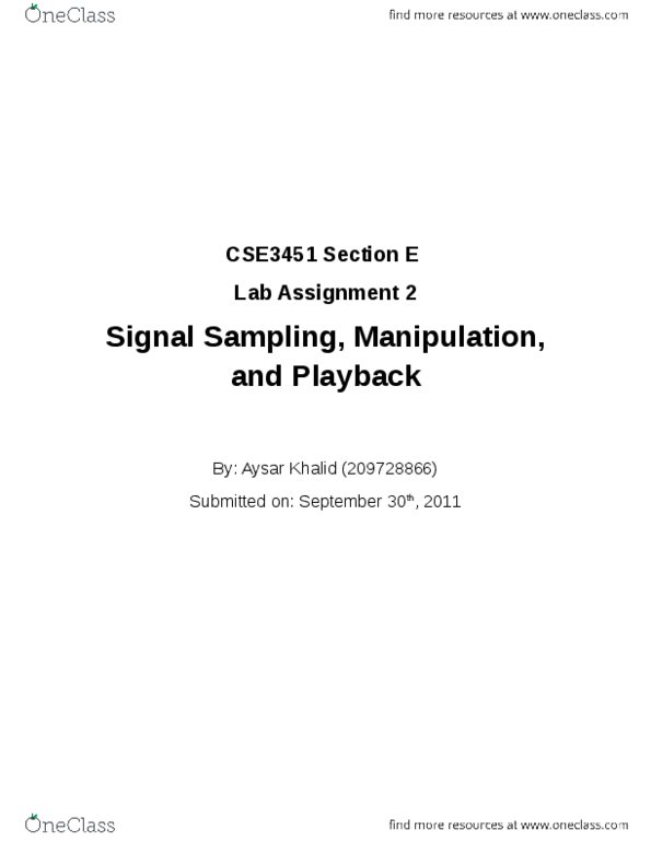 EECS 3451 Lecture Notes - Row And Column Vectors, Matlab, Sine Wave thumbnail